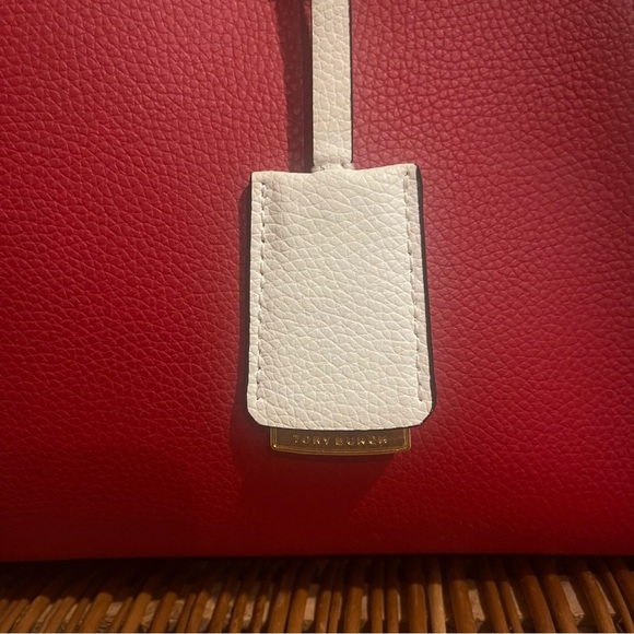 Tory Burch 2WAY Handbag Walker Small Satchel Red Gold Hardware Leather Luxury - Picture 4 of 10